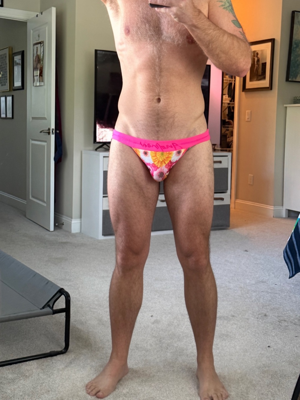 Men's Andrew Christian Pink Floral Low-Rise Jock Large - Picture 2 of 3